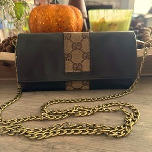 GUCCI GG Logo  Canvas Leather Long Bifold Wallet